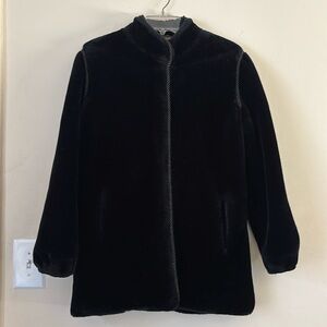 Jacques Saint
Laurent‎ For Genelle Black Demi Buff
Faux Fur Coat Size 8